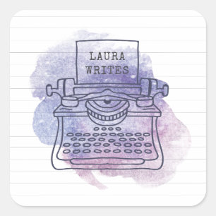 Sticker Carré Auteur de rédacteur de typographie Journaliste blo