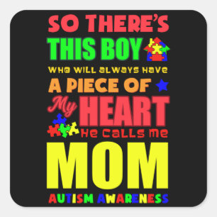 Sticker Carré AUTISM FILS Sensibilisation sur l'autisme Cadeau A
