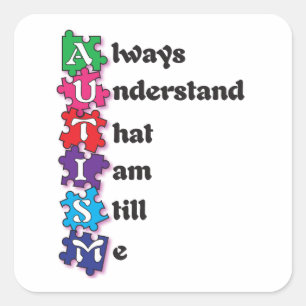 Sticker Carré Autisme Poème Acrostique