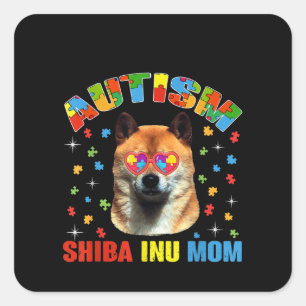Sticker Carré Autiste Autisme Shiba Inu Maman Pièce de puzzle