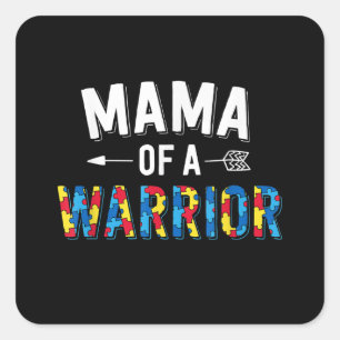 Sticker Carré Autiste Mama D'Une Pièce De Puzzle De Guerrier