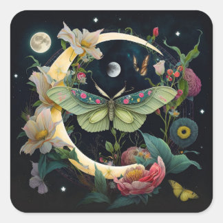 Sticker Carré Autocollant-  Papillon de nuit