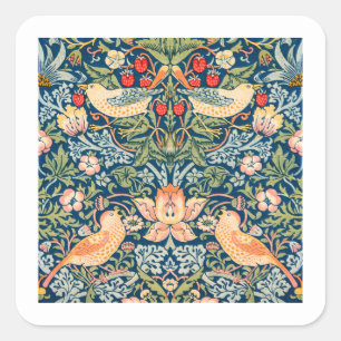 STICKER CARRÉ AUTOCOLLANT: WILLIAM MORRIS : STRAWBERRY THES