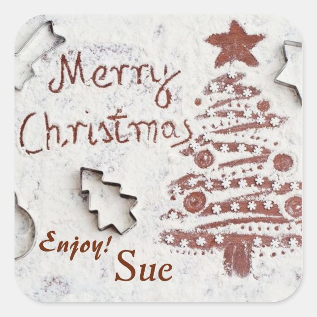 Sticker Carré Autocollants-cadeaux de Noël personnalisés (Devant)