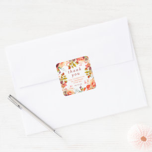 Sticker Carré Automne Aquarelle d'automne Floral Anniversaire Me