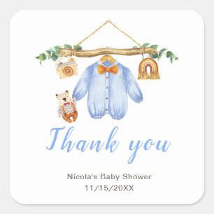 Sticker Carré Automne Automne Vêtements Ligne Baby shower garçon