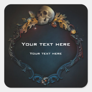 Sticker Carré Automne Élégant Enchanté Magique Halloween