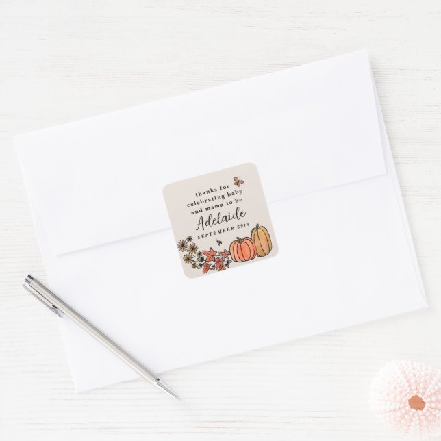 Sticker Carré Automne Harvest Automne Baby shower (Enveloppe)
