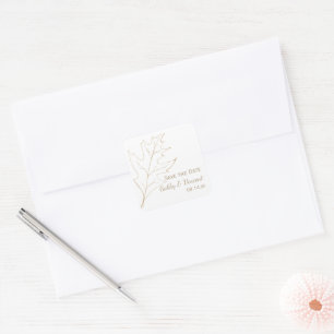 Sticker Carré Automne Oak Leaf Wedding Enregistrer la date