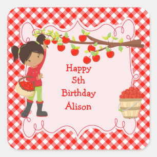 Sticker Carré Automne Pomme d'automne cueillir Africain-Américai