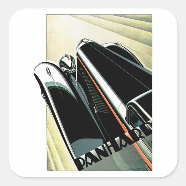 Sticker Carré Automobile Art Déco (Devant)