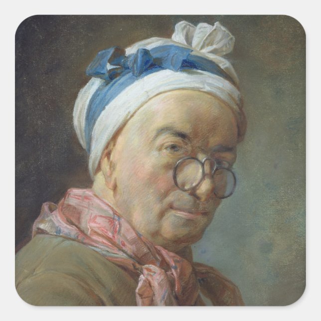 Sticker Carré Autoportrait avec Spectacles, 1771 (Devant)