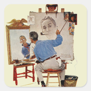 Sticker Carré Autoportrait triple