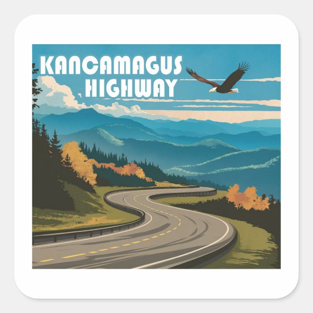 Sticker Carré Autoroute Kancamagus New Hampshire Eagle (Devant)