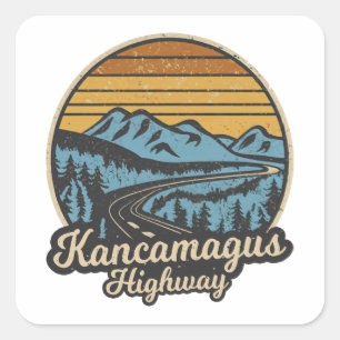 Sticker Carré Autoroute Kancamagus New Hampshire Retro