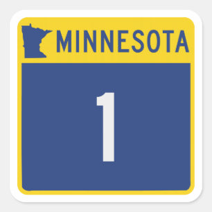 Sticker Carré Autoroute nationale 1, Minnesota, États-Unis