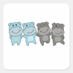 Sticker Carré Autosexuel Flag Pride Lgbtq Jote Hippo Carré Stic