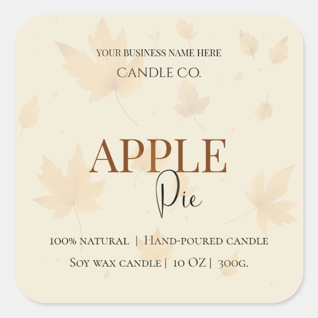 Sticker Carré Autumn Blessing Apple Pie | Fall Candle Label  (Devant)