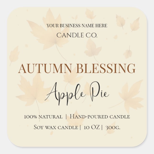 Sticker Carré Autumn Blessing Apple Pie | Fall Candle Label  (Devant)