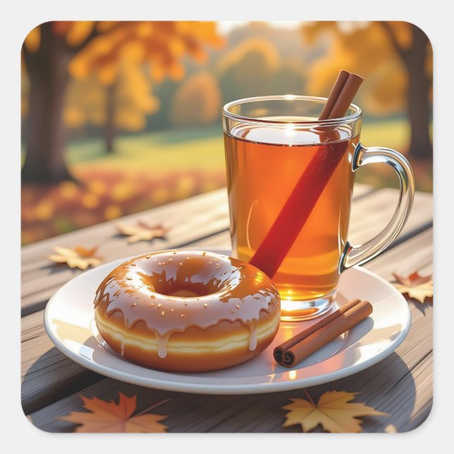 Sticker Carré Autumn Blessings | Cider and Donut (Devant)