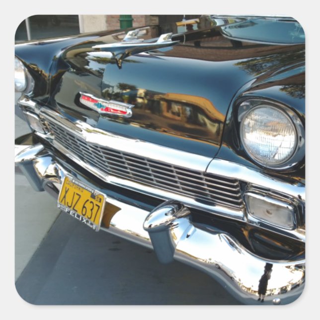 Sticker Carré Avant d'un classique 1956 Chevy Bel Air Hot Rod (Devant)