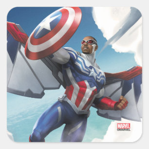 Sticker Carré Avengers   Captain America Sam Wilson en vol