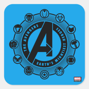 Sticker Carré Avengers Classiques   Icônes des plus puissants hé