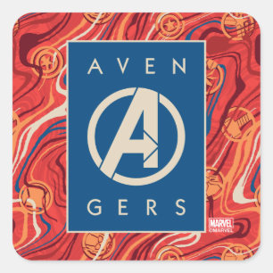 Sticker Carré Avengers   Logo des Avengers peint en marbre rouge