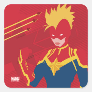 Sticker Carré Avengers   Minimalist Captain Marvel Red Jet Art