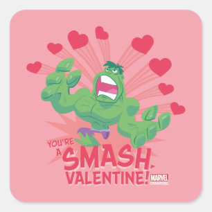 Sticker Carré Avengers Saint-Valentin   Hulk - Tu es un Smash