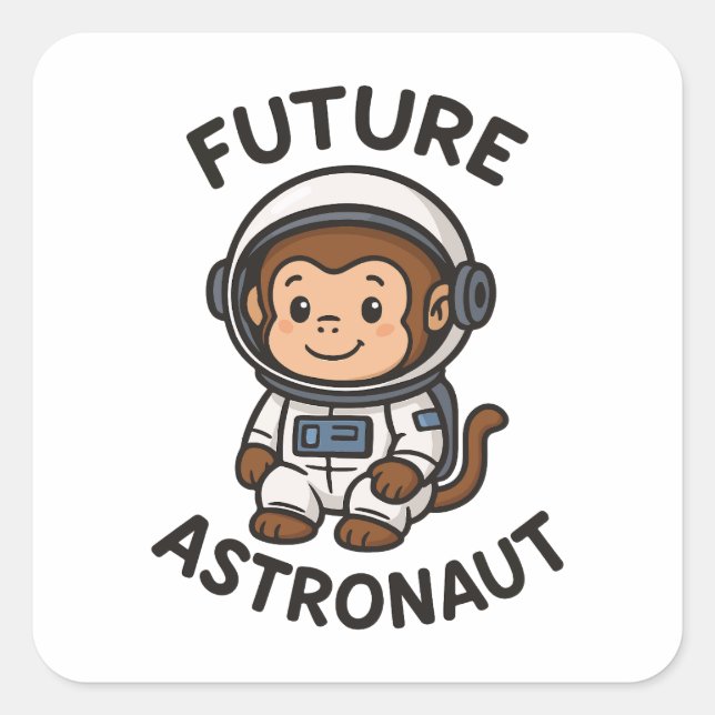Sticker Carré Avenir astronaute - Singe spatial mignon (Devant)