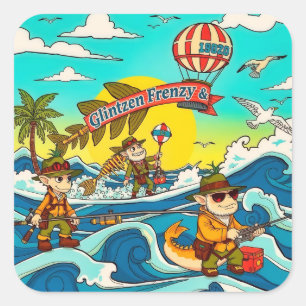 Sticker Carré Aventure attend sous les vagues !