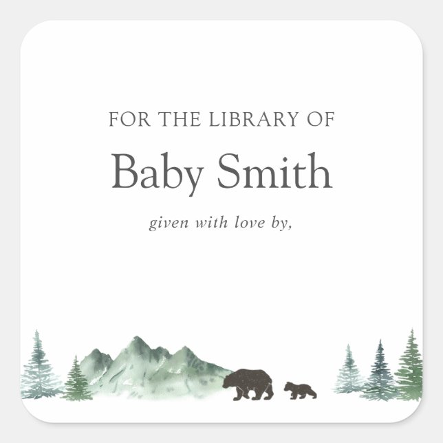 Sticker Carré Aventure commence Baby shower Carré de bibliothèqu (Devant)