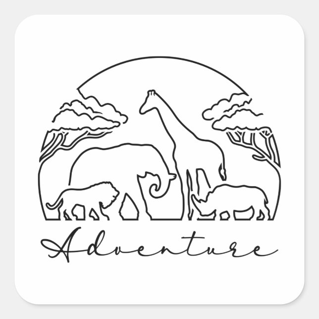Sticker Carré Aventure et Safari en Afrique (Devant)