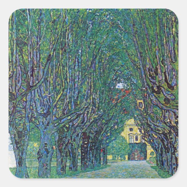 Sticker Carré Avenue In Schloss Kammer Park par Gustav Klimt (Devant)