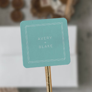Sticker Carré AVERT minimaliste moderne Mint Green Mariage cadre