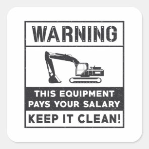 Sticker Carré Avertissement Construction de cet équipement Excav