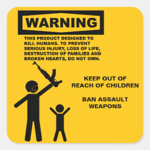 Sticker Carré Avertissement d'arme d'attaque