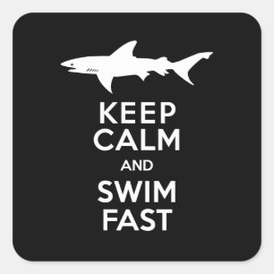 Sticker Carré Avertissement drôle de requin - Gardez le calme et
