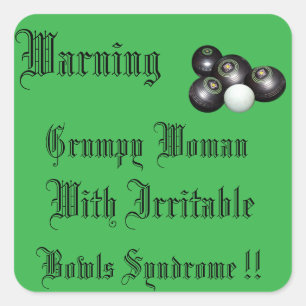 Sticker Carré Avertissement Grumpy Bowoman Femme Avec Des Bowles