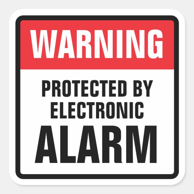 Sticker Carré Avertissement protégé par alarme électronique (Devant)