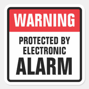 Sticker Carré Avertissement protégé par alarme électronique