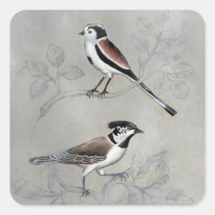 Sticker Carré Aviaire argenté Une paire