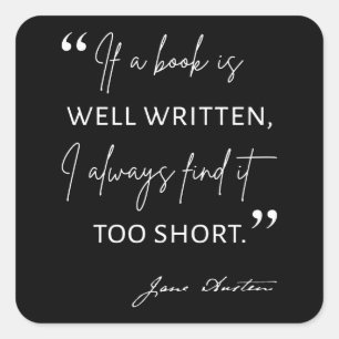 Sticker Carré Avid Reader II - Citation de Jane Austen