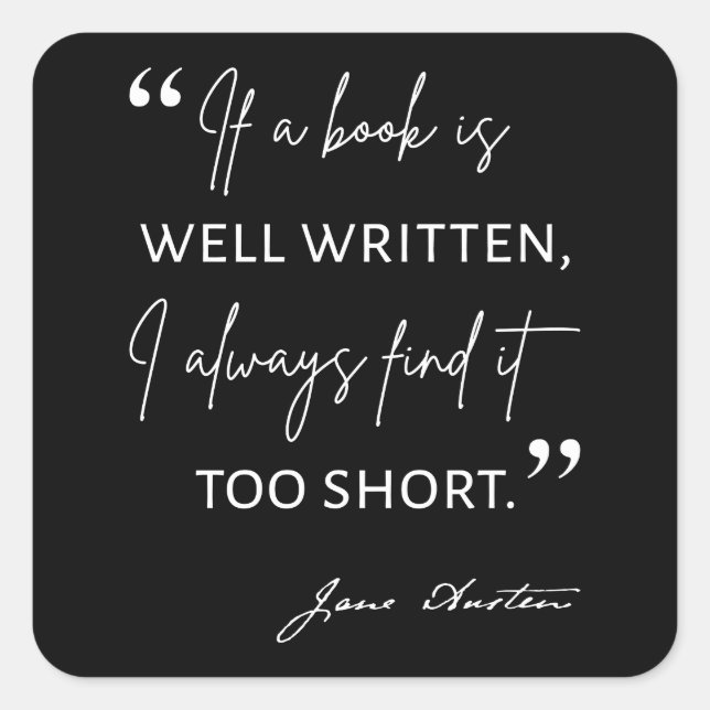 Sticker Carré Avid Reader II - Citation de Jane Austen (Devant)