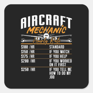 Sticker Carré Avion Mécanique Avion Avion à tarif horaire Fixer