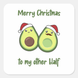 Sticker Carré Avocado illuminations de Noël Drôle Avocados