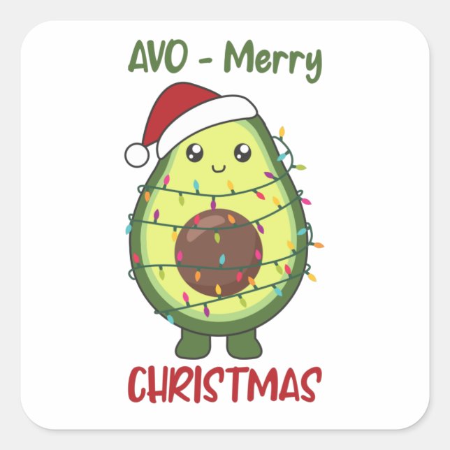 Sticker Carré Avocado illuminations de Noël Drôle Avocados (Devant)