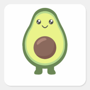 Sticker Carré Avocado Kawaii Mange Des Avocados Sucrés