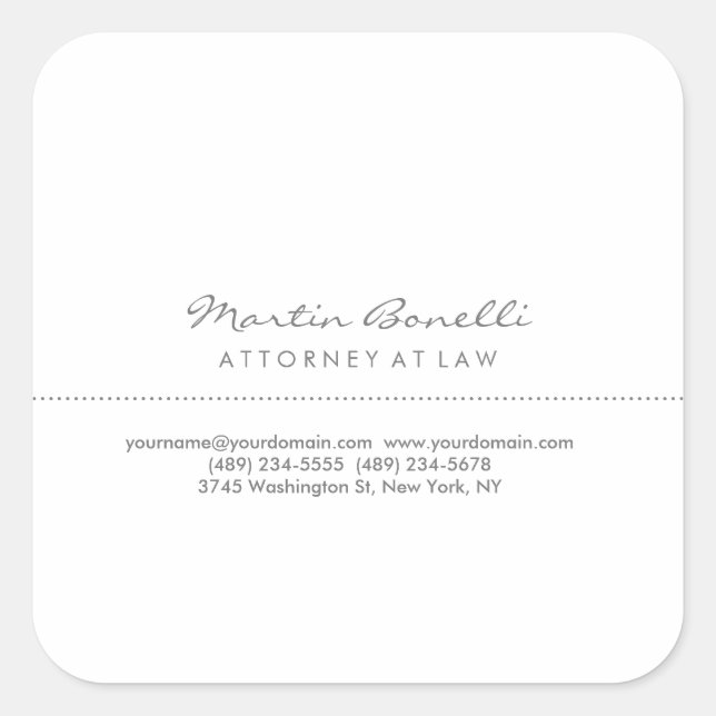 Sticker Carré Avocat blanc à la loi Excellent Traditionnel Simpl (Devant)